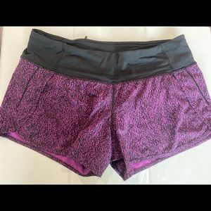 Black and purple speckled lulu lemon shorts